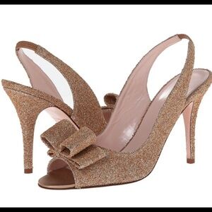 Kate Spade Charm Slingback Pump Glitter Gold - size 8.5